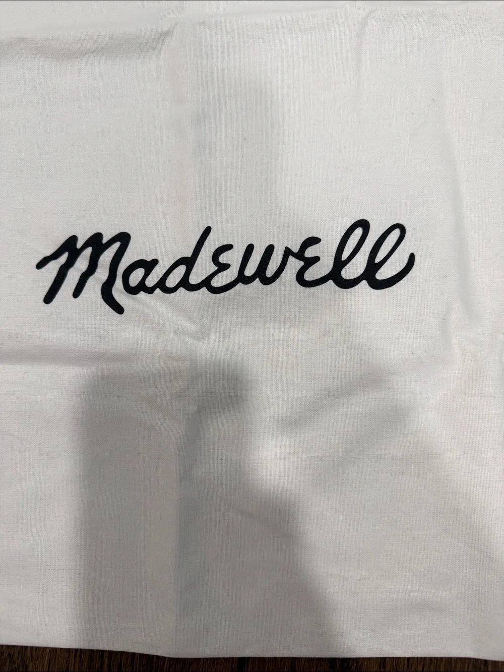 Madewell White Drawstring Storage Bag with Black Logo